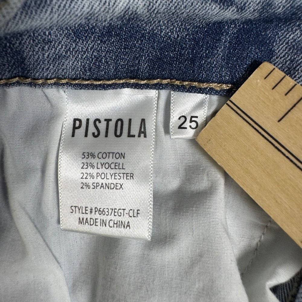 Pistola Womens 25 High Rise Skinny Jeans Button Fly Light Wash‎ Raw Hem - Picture 3 of 8